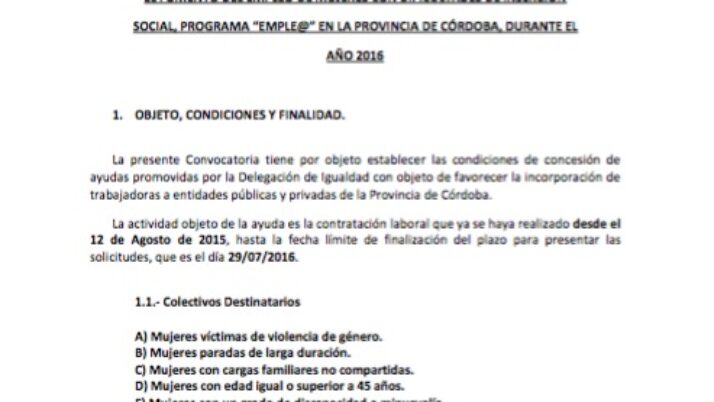 Circular 23: subvenciones fomento del empleo de mujeres con dificultades de inserción social